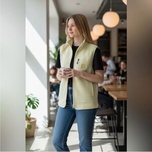 NWT RAINS Fleece Vest in Straw (light yellow) Medium